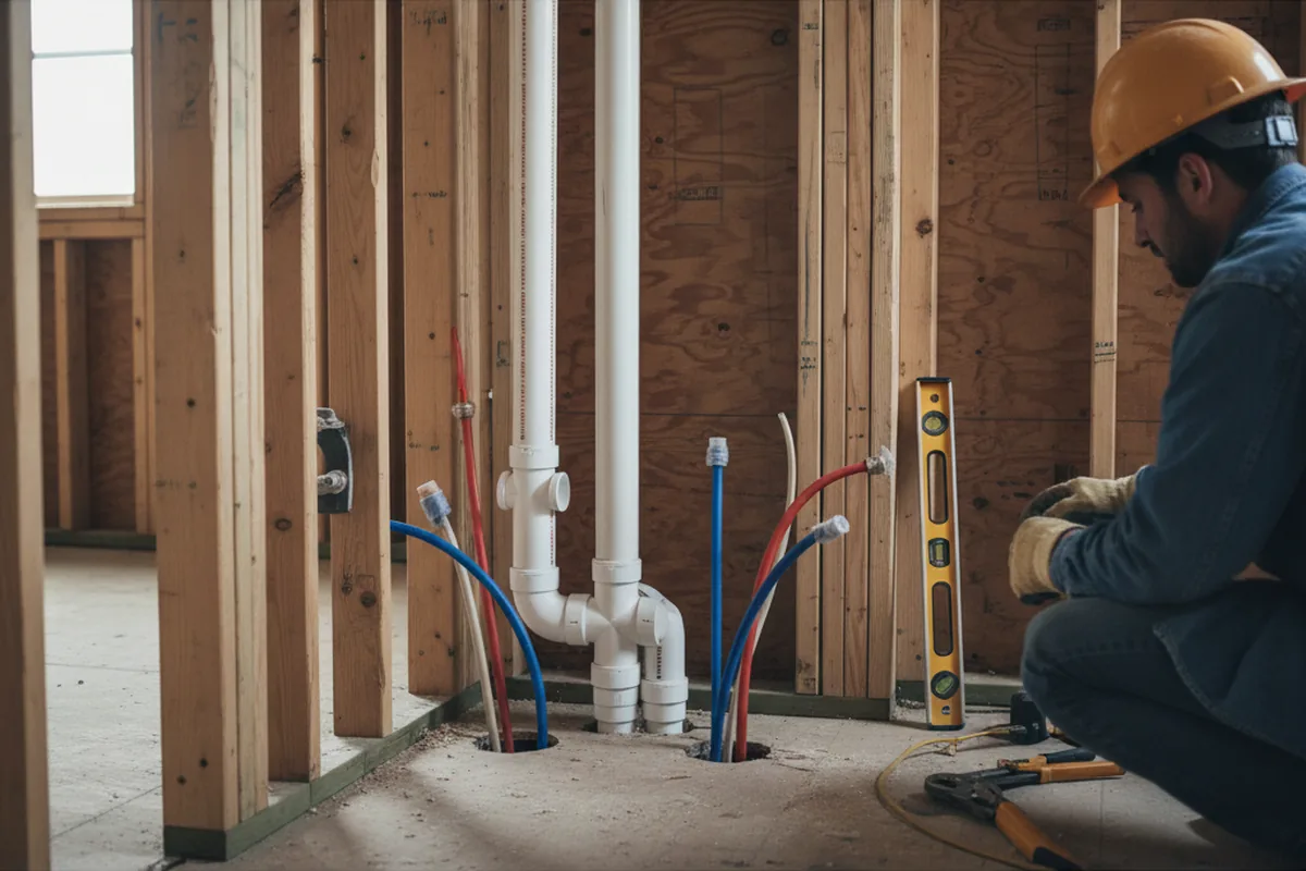 Drain and supply rough-in during Leak Detection in Lewisville